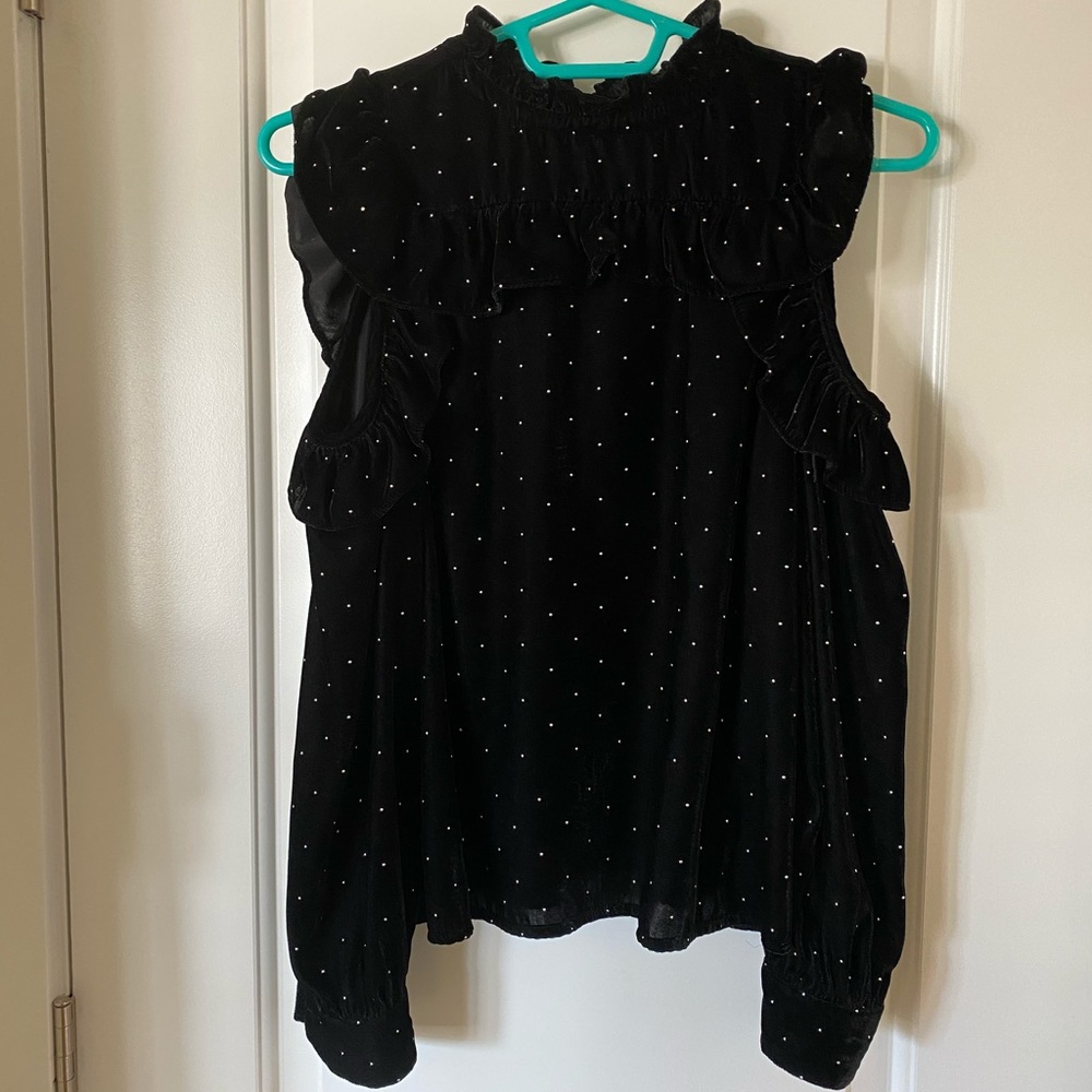Topshop velvet open shoulder top